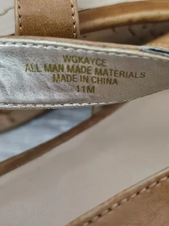 Guess Strappy Kayce Cork Wedge Platform Heel Slingback Sandals Tan Size 11 - Picture 11 of 12